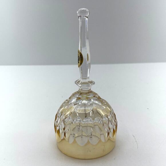House Of Global Art Hand Cut Lead Crystal Clear / Gold Bell West Germany - Picture 2 of 10